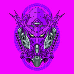 Mecha head with sacred geometry pattern