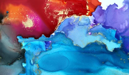 Tuinposter Art Abstract paint blots background. Alcohol ink colors. Marble texture. © Liliia