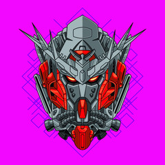 Mecha head with sacred geometry pattern