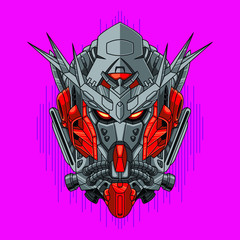 Mecha head with sacred geometry pattern
