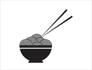 Noodles icon vector isolated on white background, logo concept of Noodles sign on transparent background, filled black symbol