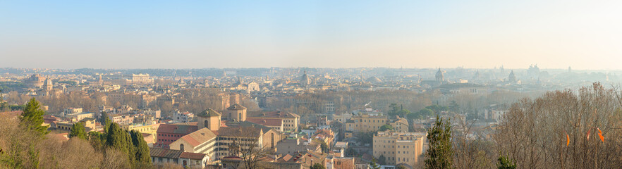 Fototapeta na wymiar Panorama of Rome from the Janicule Hill terrace