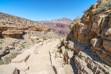 hiking the south kaibab trail in grand canyon national park, arizona, usa