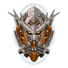 Mecha head with sacred geometry pattern