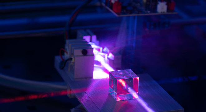 Laser development system in optical laboratory.