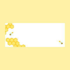 This is vector banner. Cute nature illustration with bee, honey wax.