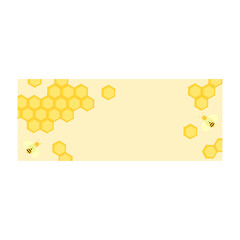 This is vector banner. Cute nature illustration with bee, honey wax.