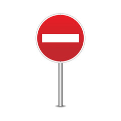 Road sign vector blank . Realistic red road sign