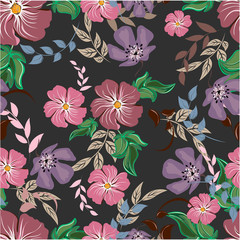 Vector spring abstract background flowers seamless pattern