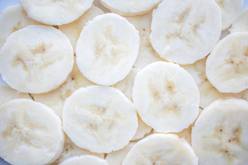 Sliced Banana background. Top view. Horizontal