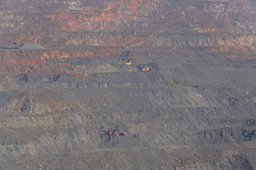 Horizons in an iron ore quarry on a sunny day