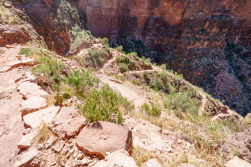 hiking zig zag on the bright angel trail in grand canyon national park, arizona, usa