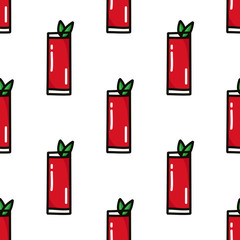 bloody mary cocktail seamless doodle pattern, vector illustration