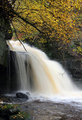 Close up of the side view of Cauldron Falls, West Burton Yorkshire Dales 