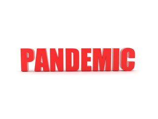 3D Red text saying pandemic
