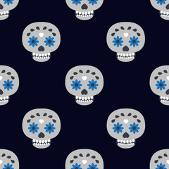 calavera seamless doodle pattern, vector illustration