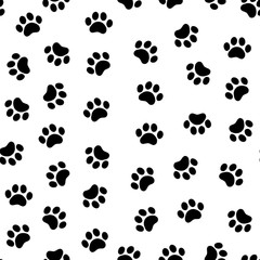 Seamless animal print pattern isolated on a white background. Outline illustration of cat footprints. Good for textile, wrap, paper and card design.