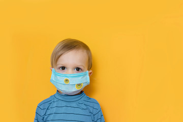 Little girl in protective medical mask during coronavirus epidemic