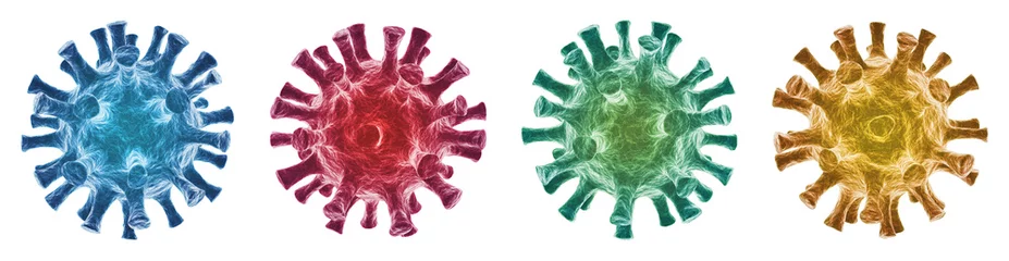 Fotobehang Virus isolé sur fond blanc - Virologie et Microbiologie 3D - Coronavirus COVID-19 concept © JeromeCronenberger