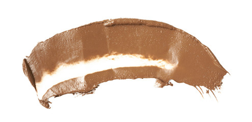 Cosmetic concealer smear strokes isolated on white background, tone cream smudged Corrector texture. Make Up.