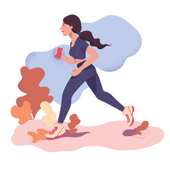 Running girl illustration on white background.
