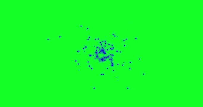 Atoms energy blue particles green screen insects animation 4k