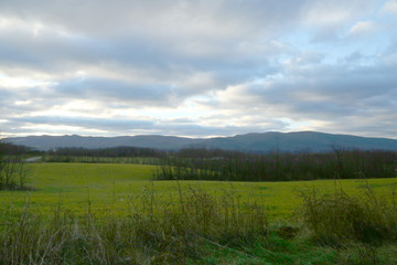 virginia hills and mountains early morning cloudy sky