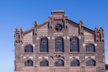 old abandoned brick industrial building in Madrid. Spain
