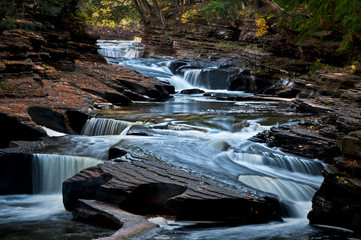 The Presque Isle River winds through the Porcupine Mountains Wilerness State Park in Michigan's Upper Peninsula.