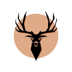 Deer logo in circle shape isolated on white background