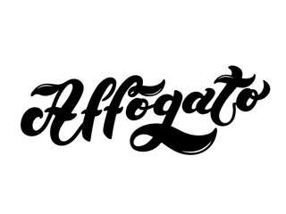 Affogato. The name of the type of coffee. Hand drawn lettering. Vector illustration. Illustration is great for restaurant or cafe menu design