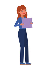 Woman with banner vector design