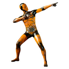 3D Rendering Male Robot on White