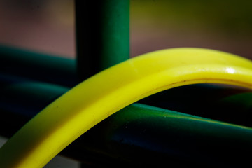 Macro shot of yellow plastic band