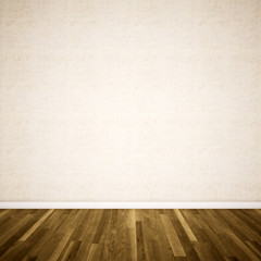 Concept or conceptual vintage or grungy brown background of natural wood or wooden old texture floor and concrete wall for contrast. A 3d illustration metaphor for time, material, solitude or rust