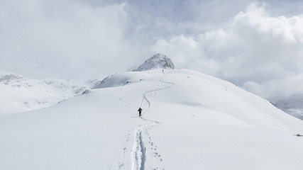 Fototapeta na wymiar Skitouring in the mountains, Paradis Switzerland, Schweiz