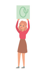 Woman with banner vector design
