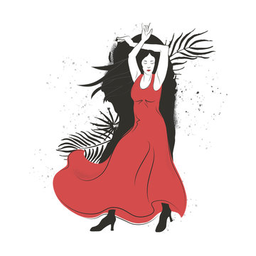 Corrida style flamenco dance performer vector illustration.