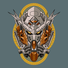 Mecha head with sacred geometry pattern