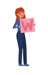 Woman with banner vector design