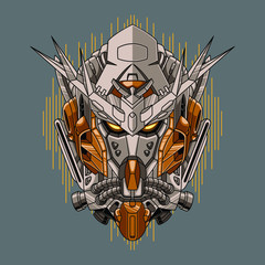 Mecha head with sacred geometry pattern