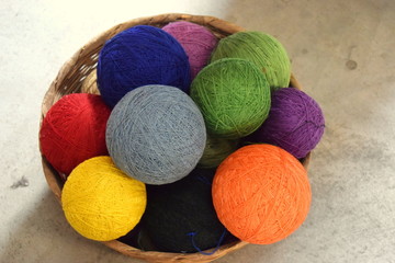 Basket of naturally dyed cotton balls