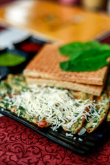 Cheese spinach egg white omelet