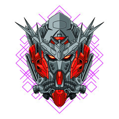 Mecha head with sacred geometry pattern
