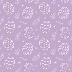 Seamless Pattern with Eggs and Plant Elements for Easter