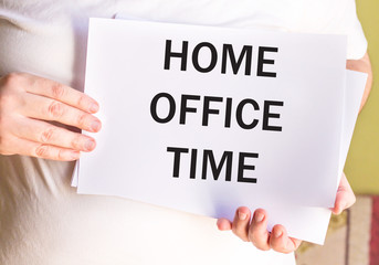 businessman HOME OFFICE TIME on white paper 