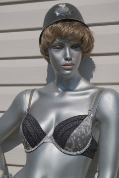 mannequin on the street in bright sunlight