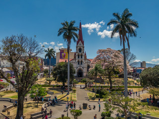 Fototapeta na wymiar Beautiful aerial view of the main Church in San Jose Costa Rica, La Merced and the Cathedral