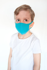 Boy in face mask during coronavirus epidemic.
