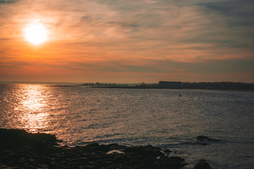 sunset over maine sea